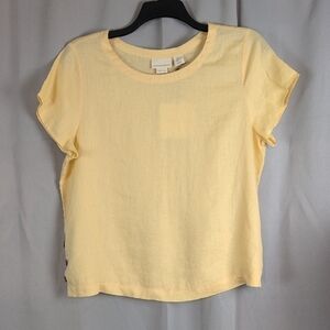 Cynthia Rowley Yellow‎ 100% Linen Shirt with Crew Neck
